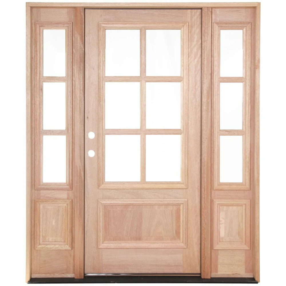 5/9x6/8 Exterior Mahogany Door 6 Lite with Sidelights