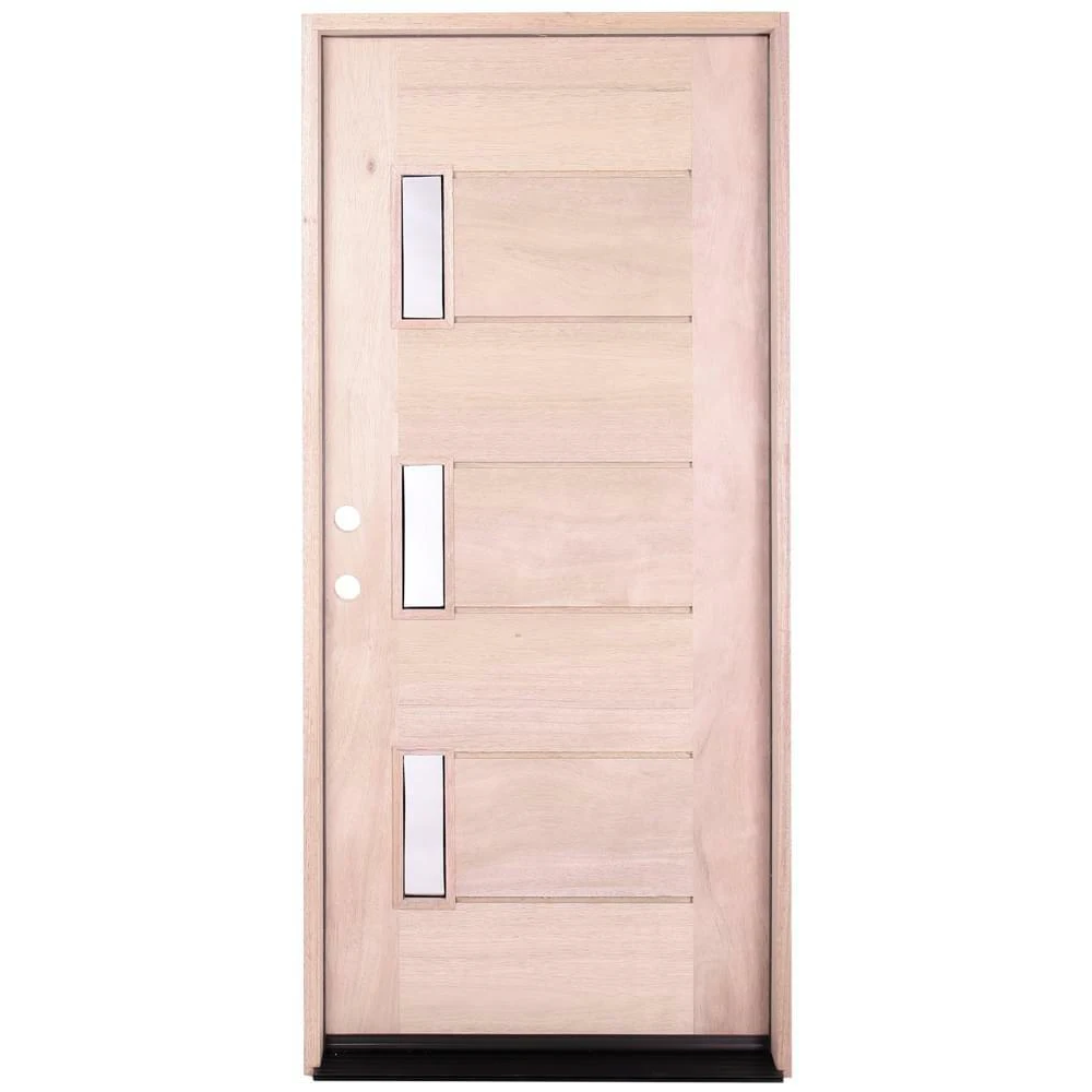 3/0x6/8 Mahogany Prehung Front Door With Three Line Glass