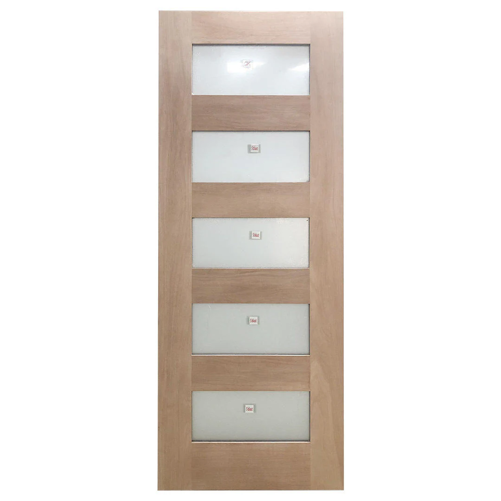 36x96 in. Exterior Mahogany Door Slab | Modern 5 Lite
