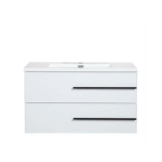 Bella 36" W Wall-Mounted White Vanity with Sink Top | LessCare