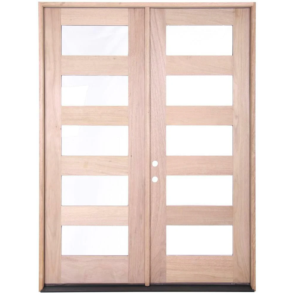 6/0x8/0 Exterior Mahogany Prehung Double Door With 5 Lites