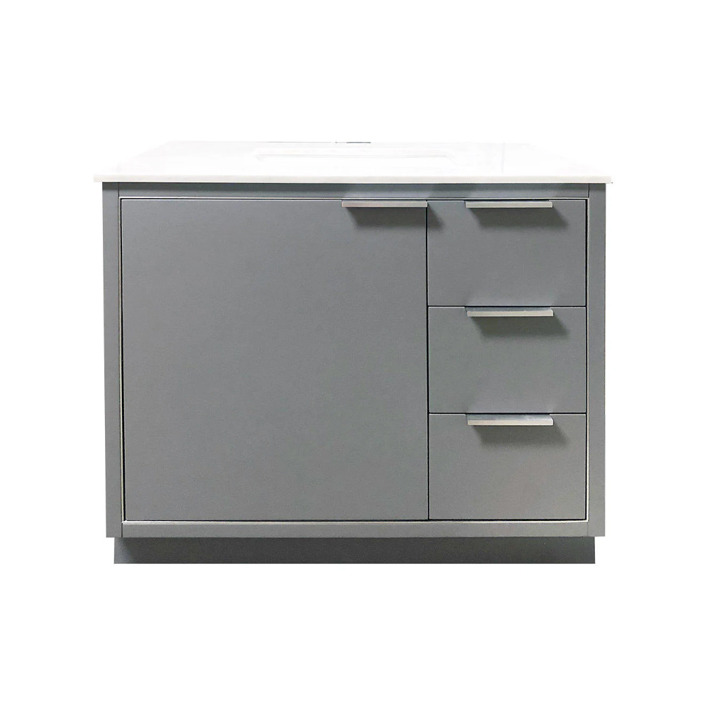 Amelie 36 in Single Sink Bathroom Vanity in Grey with Carrara White Countertop