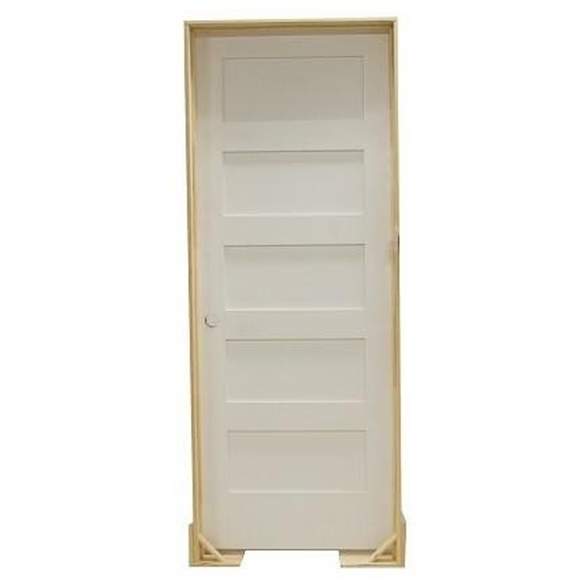 18 in x 80 in Shaker 5-Panel Solid Core Primed MDF Prehung Interior Door