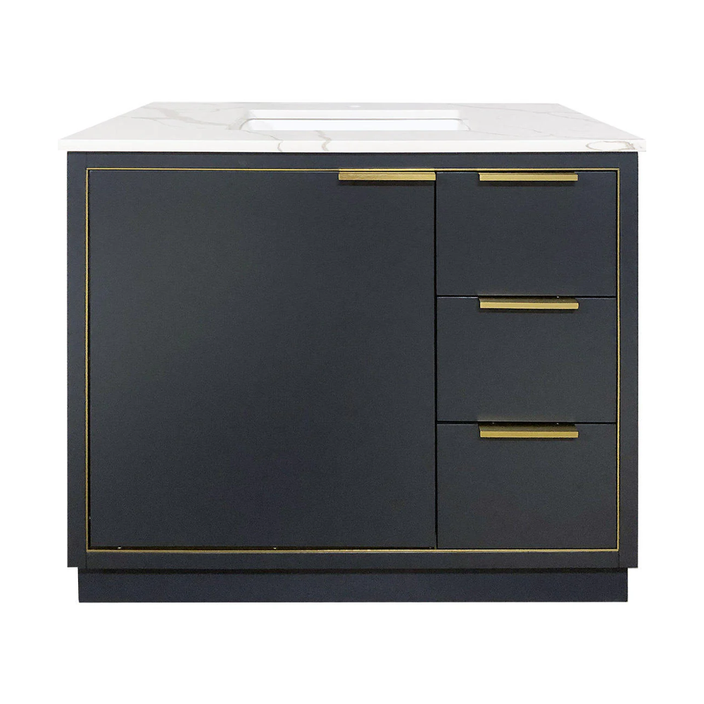 Amelie 36 in Single Sink Bathroom Vanity in Blue with Calacatta Quartz Countertop