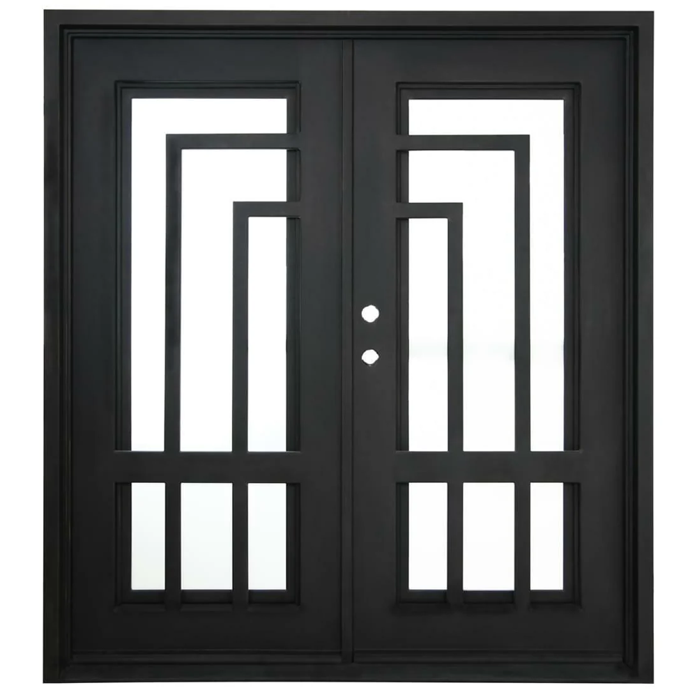 Oslo 6/0x6/8 Exterior Wrought Iron Prehung Double Door