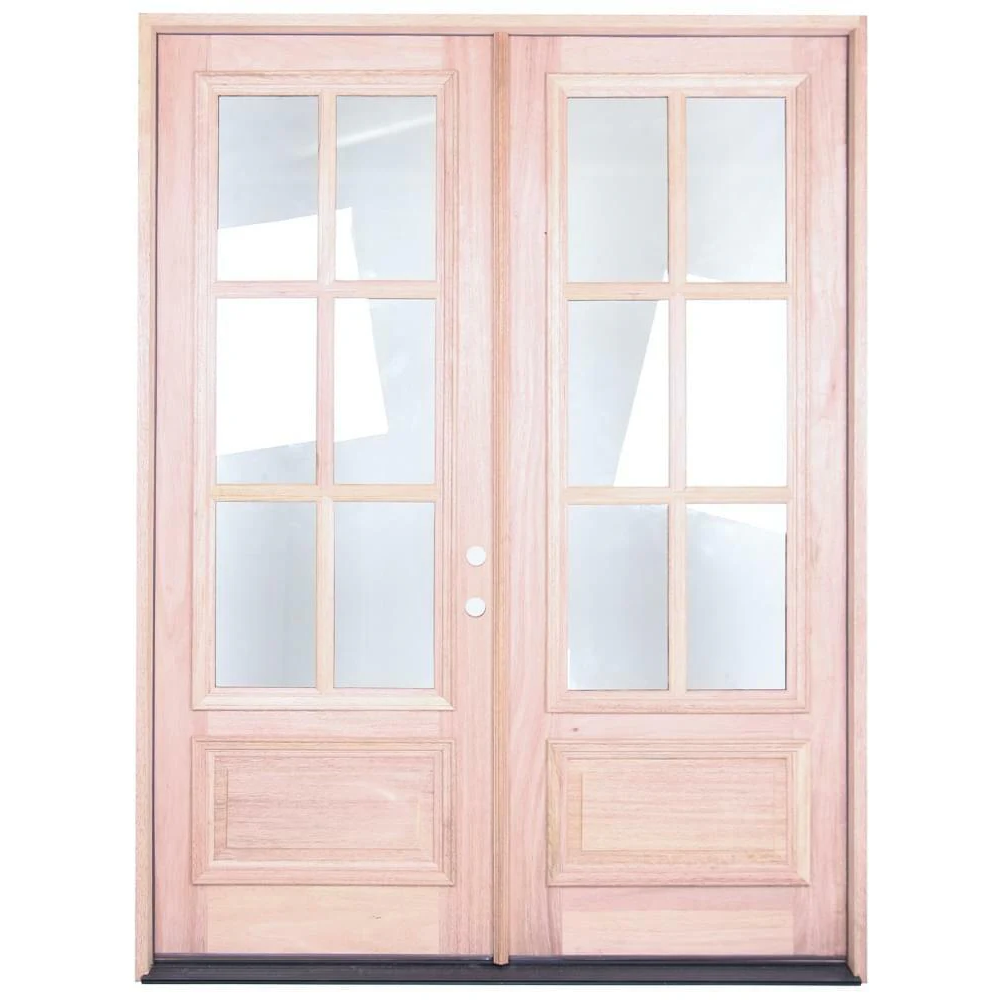 6/0x8/0 Exterior Mahogany Prehung Double Door | 6 Lite