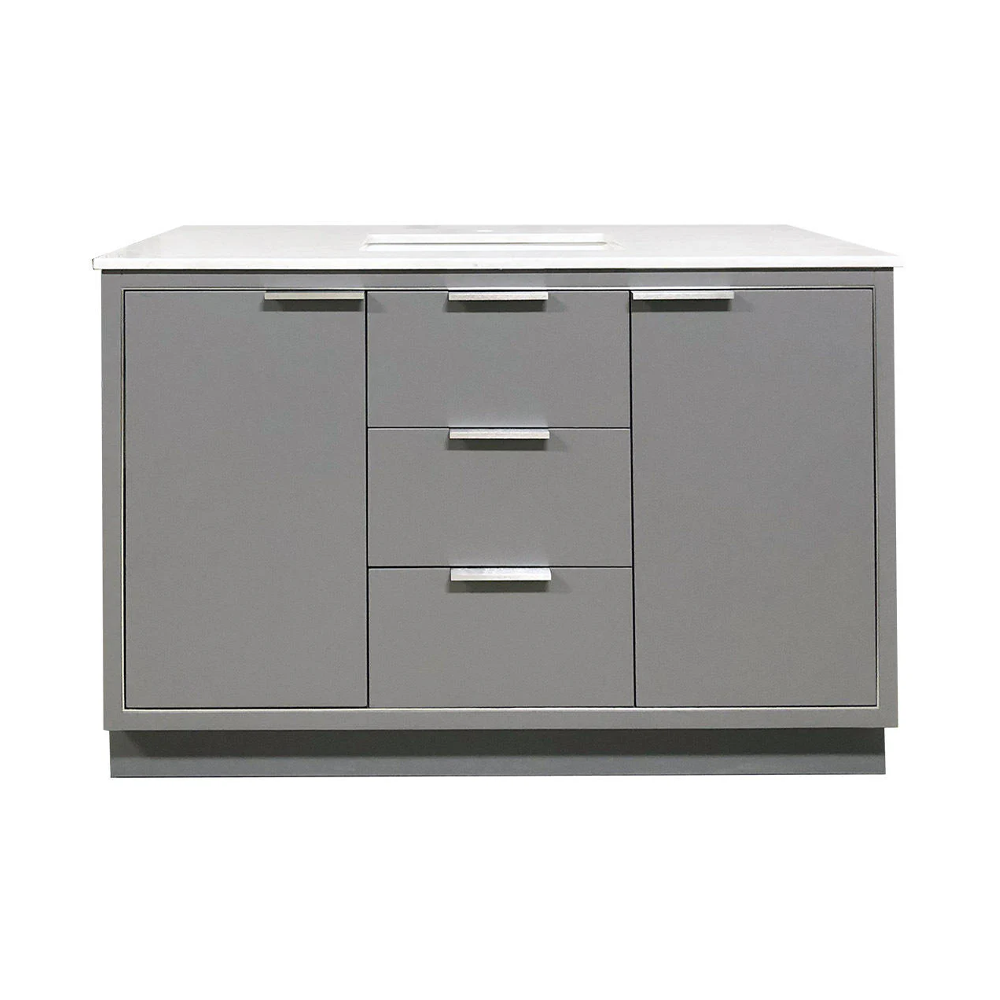 Amelie 48 in Single Sink Bathroom Vanity in Grey with Carrara White Marble Countertop