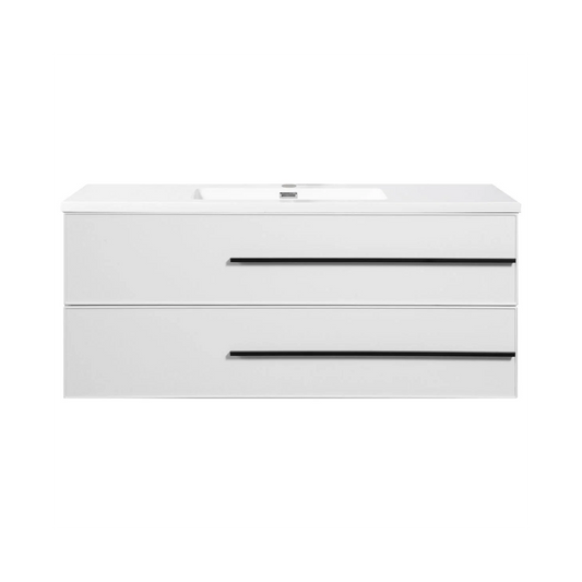 Bella 48" W Wall-Mounted White Vanity with Sink Top | LessCare