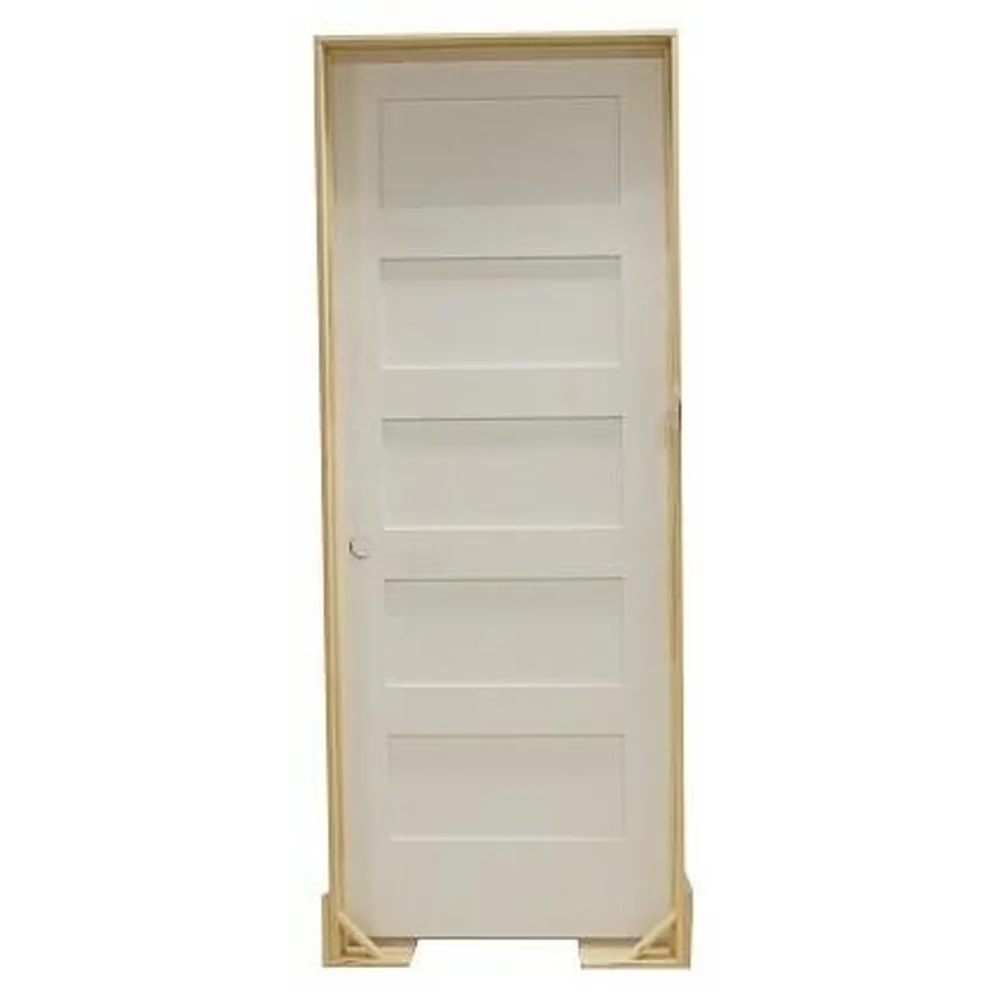 36 in x 80 in Shaker 5-Panel Solid Core Primed MDF Prehung Interior Door