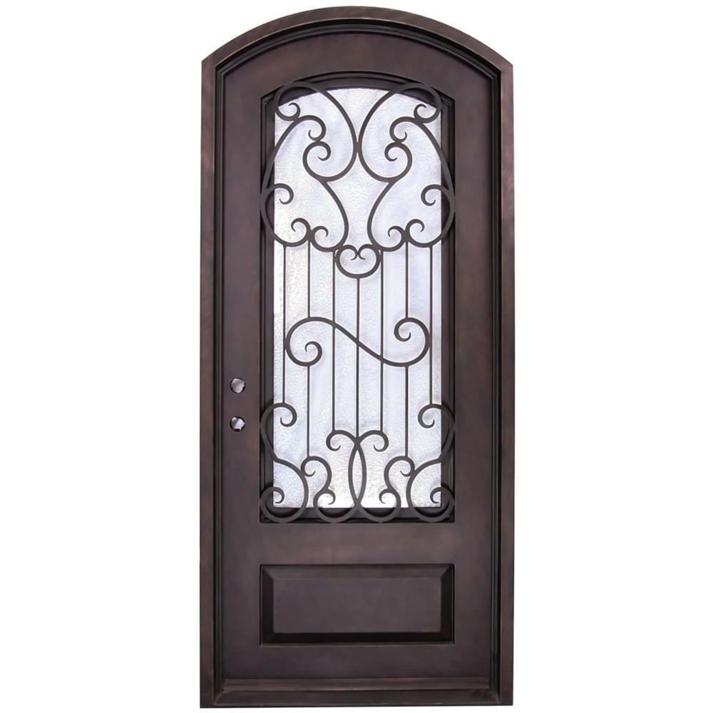 Capri 3/6x8/0 Eyebrow Exterior Prehung Wrought Iron Door