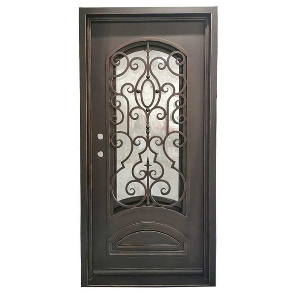 Cielo 3/0x6/8 Bronze Exterior Wrought Iron Prehung Single Door
