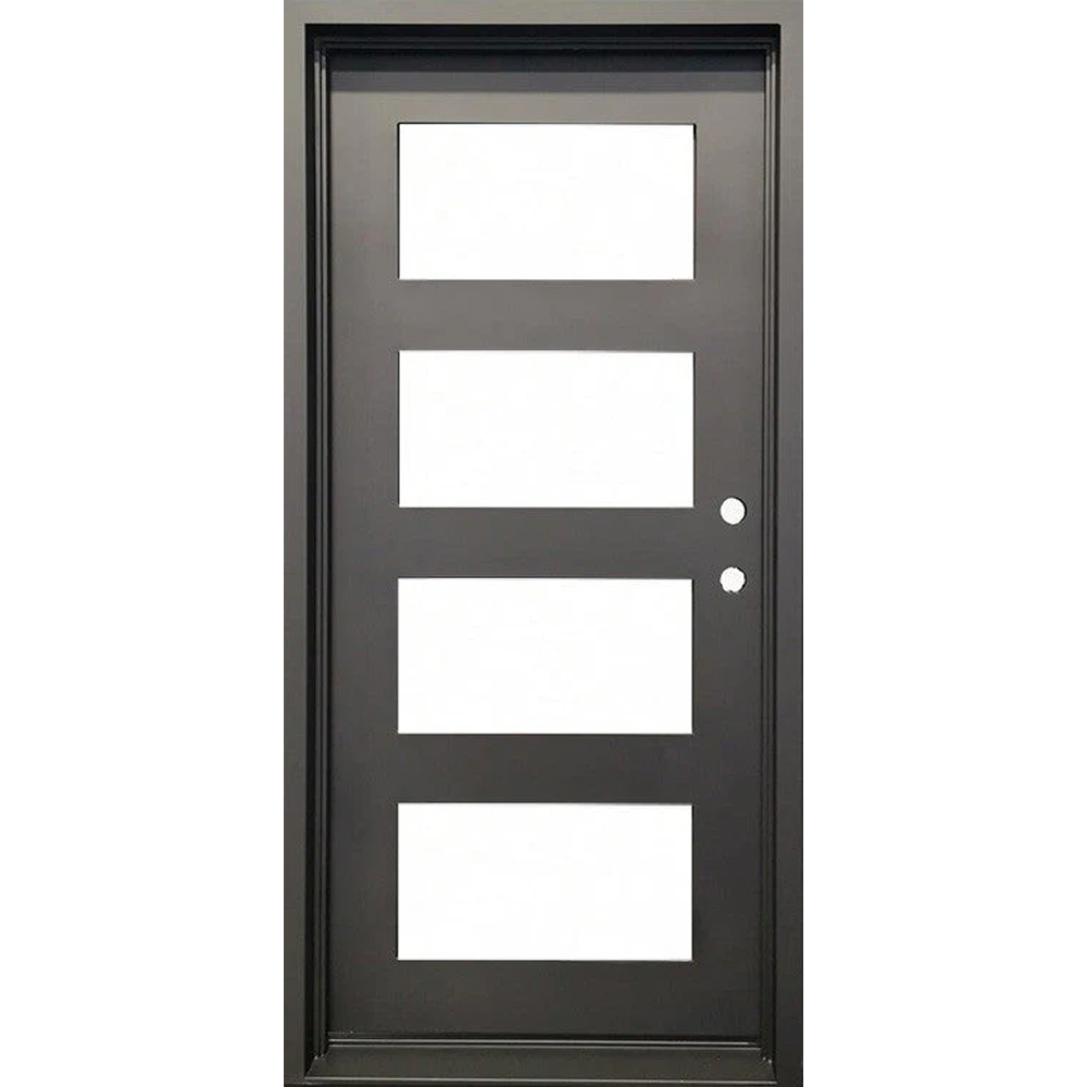 Frost 3/0x6/8 4 Lite Wrought Iron Prehung Front Door