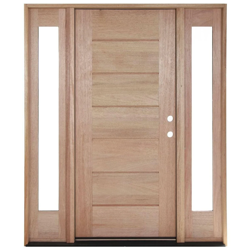 5/9x6/8 Exterior Mahogany Door | Horizontal Lines with Sidelights
