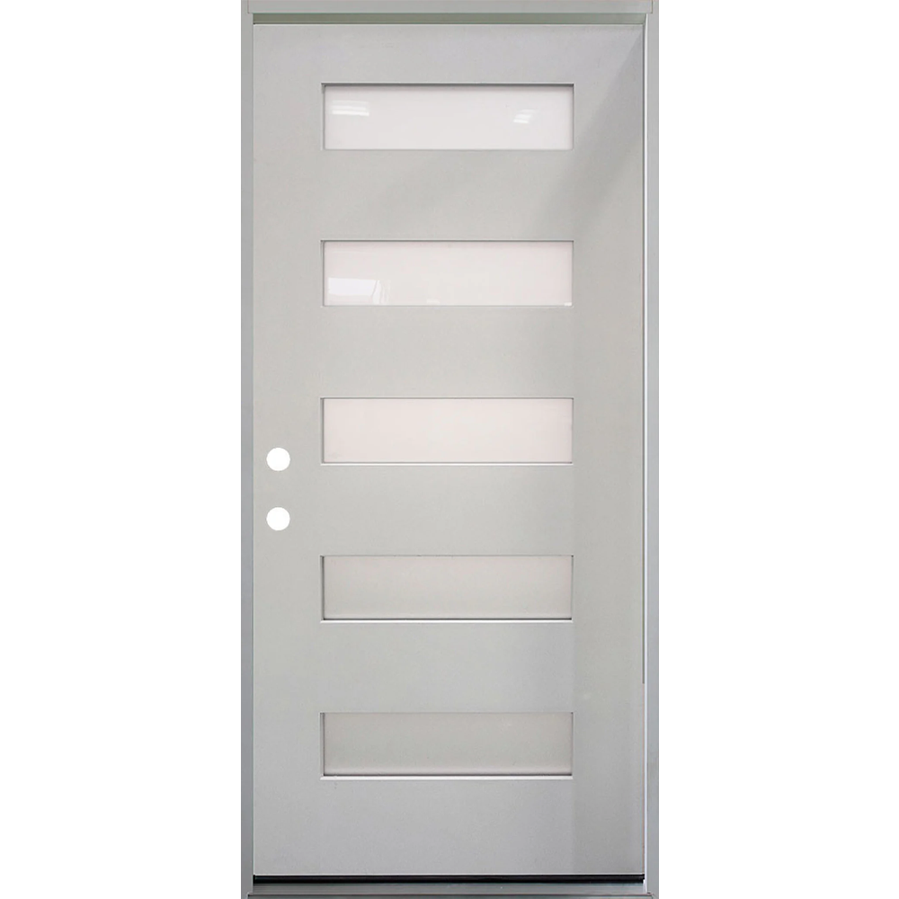 3/0x6/8 Single Prehung Fiberglass Primed Door with 5 Lites
