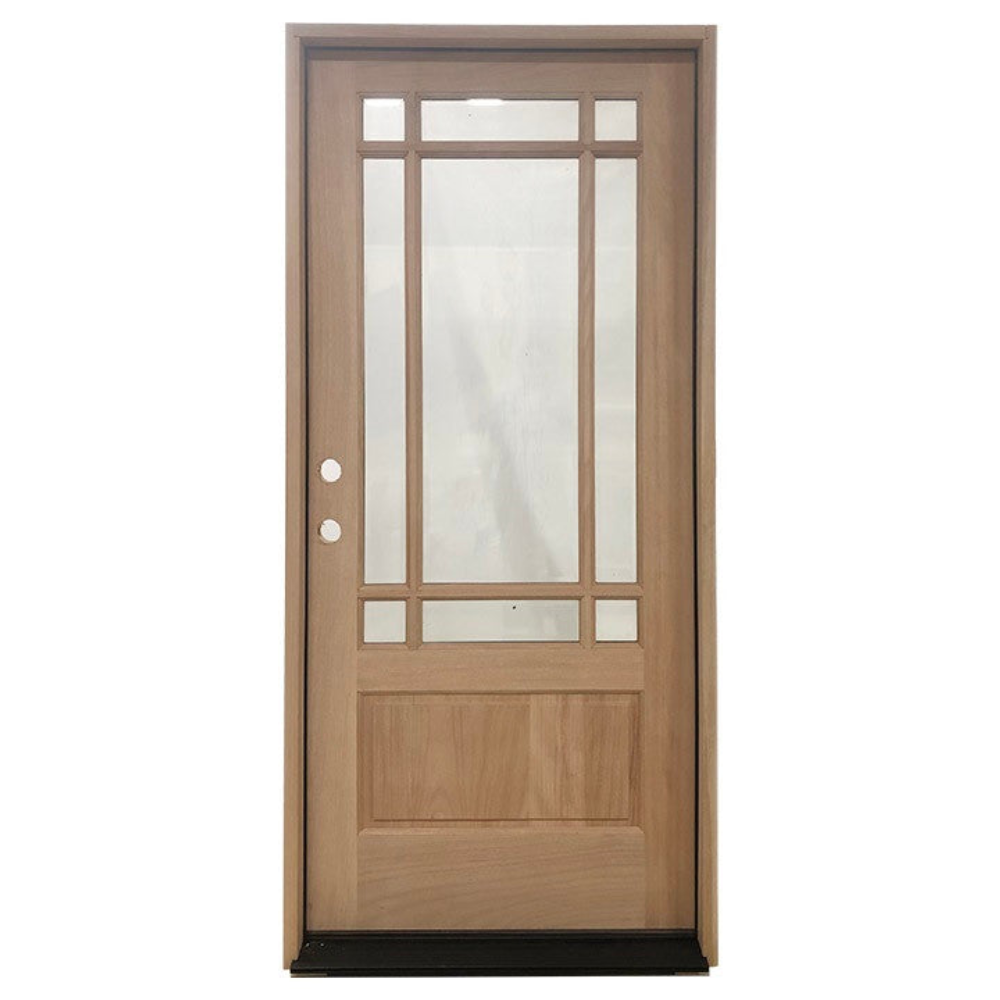 Prairie 3/0x6/8 Mahogany Prehung Front Door With 9 Marginal Lites