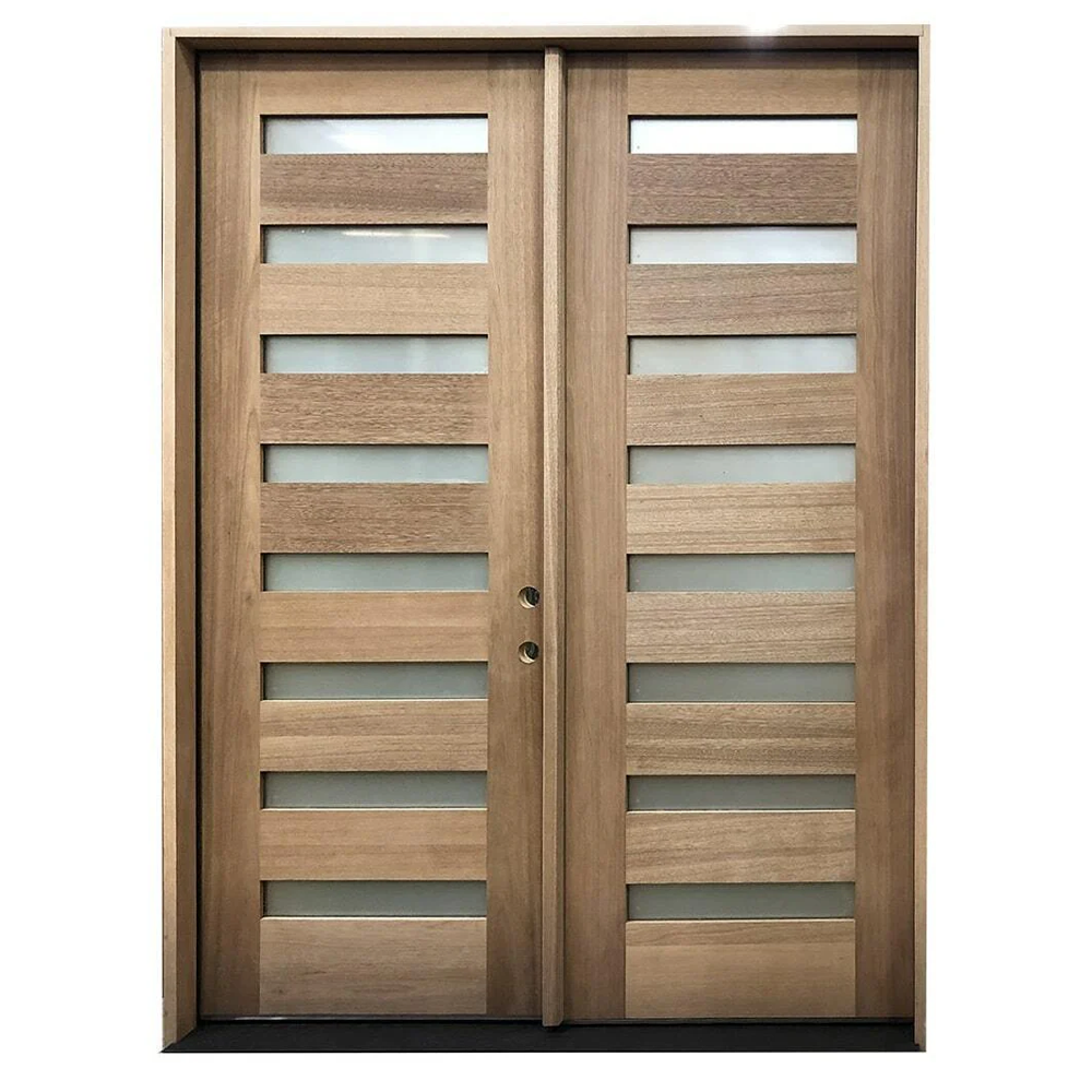 6/0x8/0 Mahogany Prehung Front Double Door | Modern 8 Lite