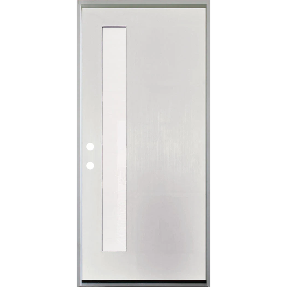 3/0x6/8 Single Prehung Fiberglass Primed Door with 1 Lite