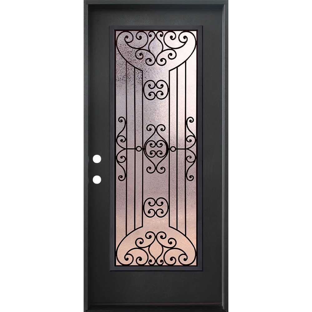 Jupiter 3/0x6/8 Single Prehung Fiberglass Door in Black