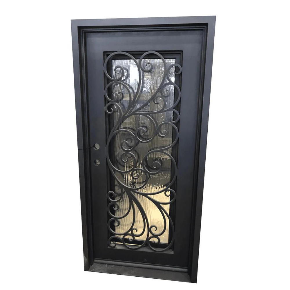 Violet 3/0x6/8 Exterior Wrought Iron Prehung Single Door