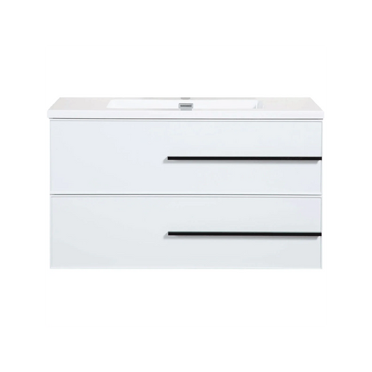 Bella 30" W Wall-Mounted White Vanity with Sink Top | LessCare