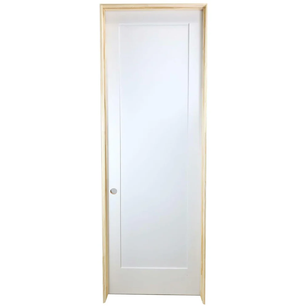 30 in x 96 in White 1-Panel Shaker Solid Core Primed MDF Prehung Interior Door