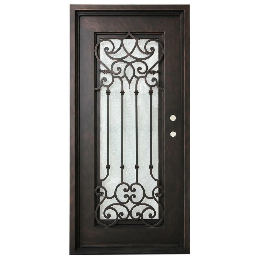 Carmen 3/0x6/8 Exterior Wrought Iron Prehung Door