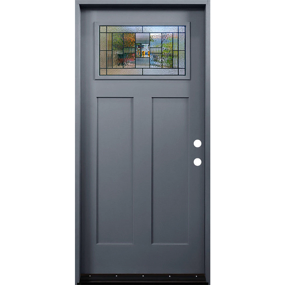 Hometown 3/0x6/8 Single Prehung Fiberglass Door in Gray