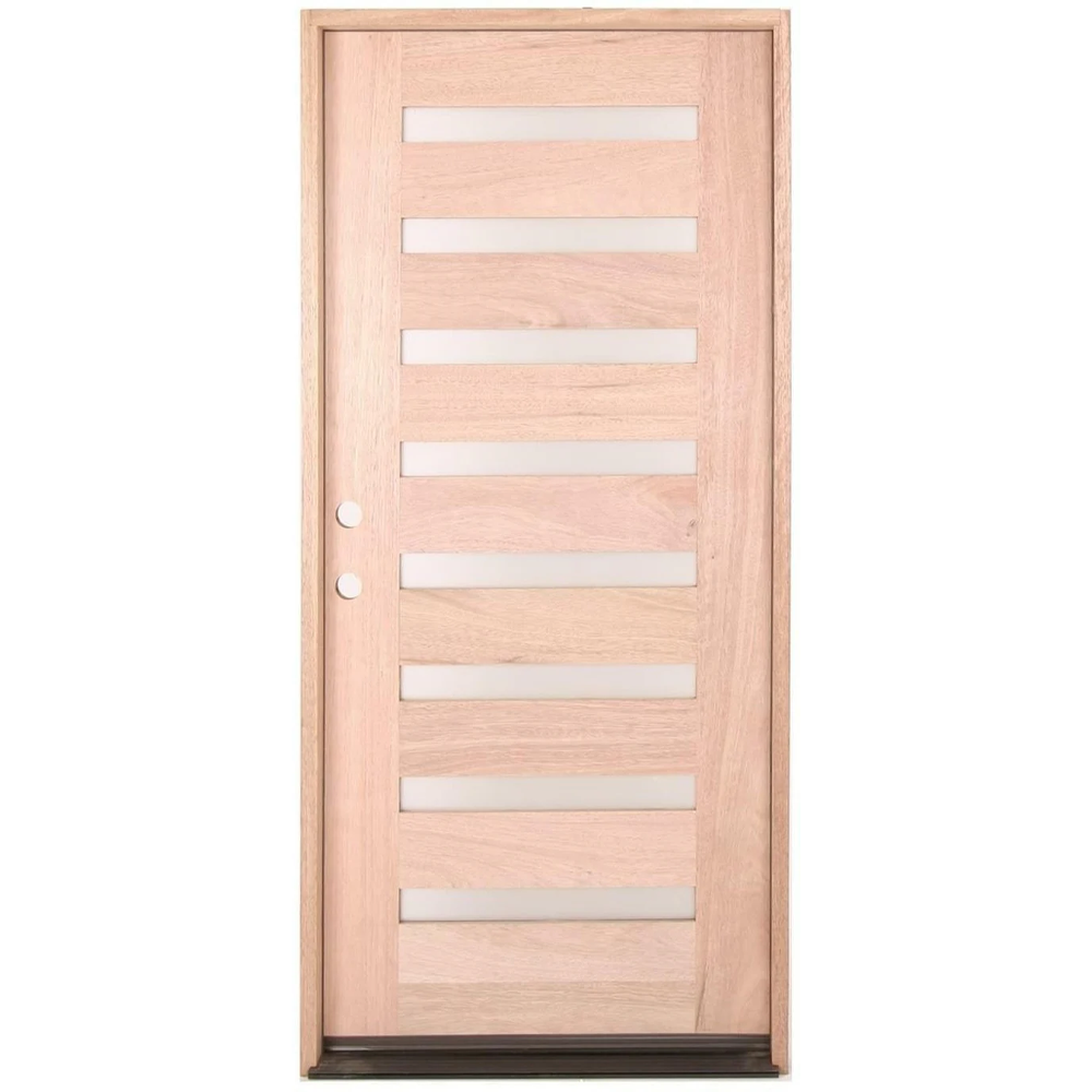 3/0x6/8 Mahogany Exterior Prehung Door | Modern 8 Lite