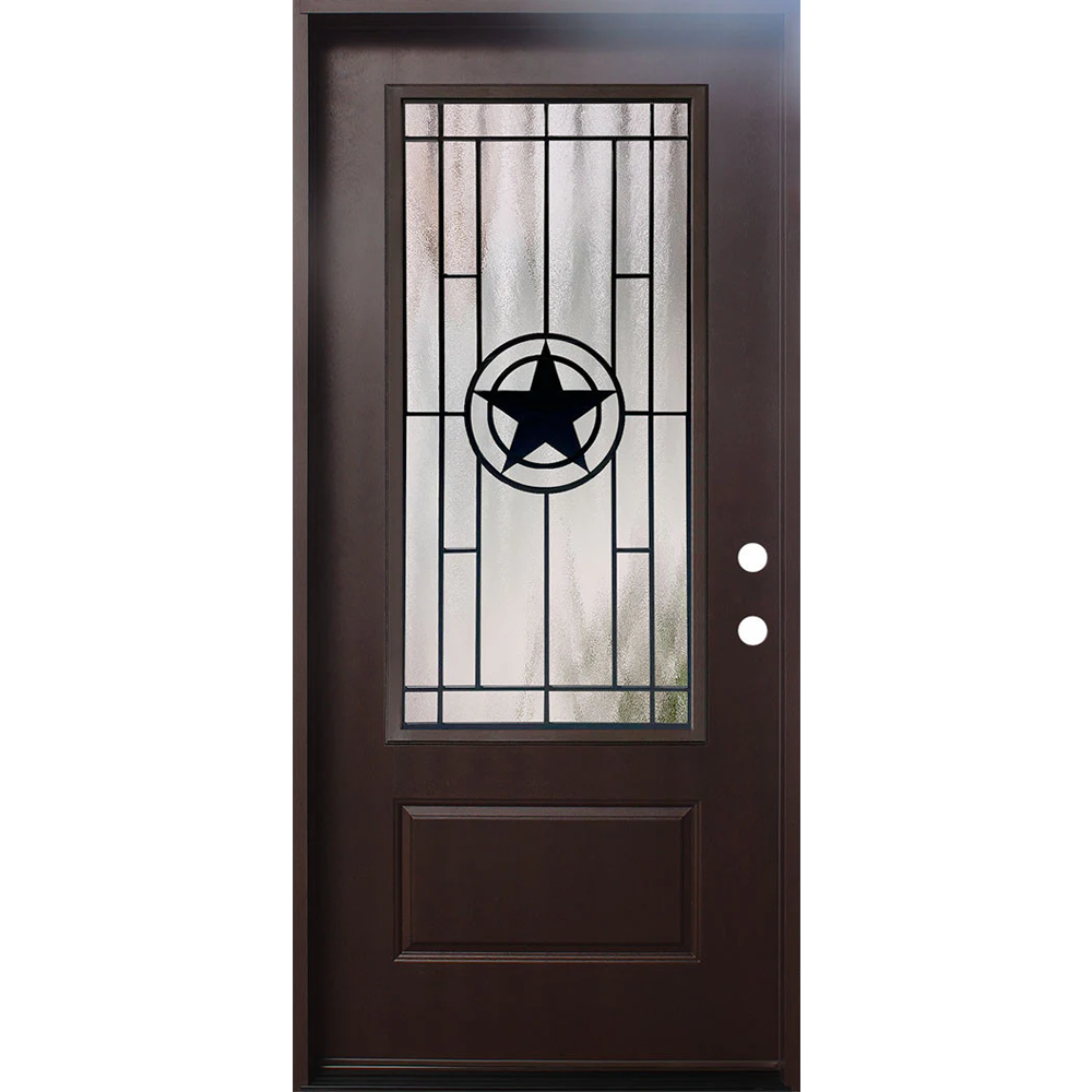 Texas Star 3/0x6/8 Single Prehung Fiberglass Door in Dark Brown