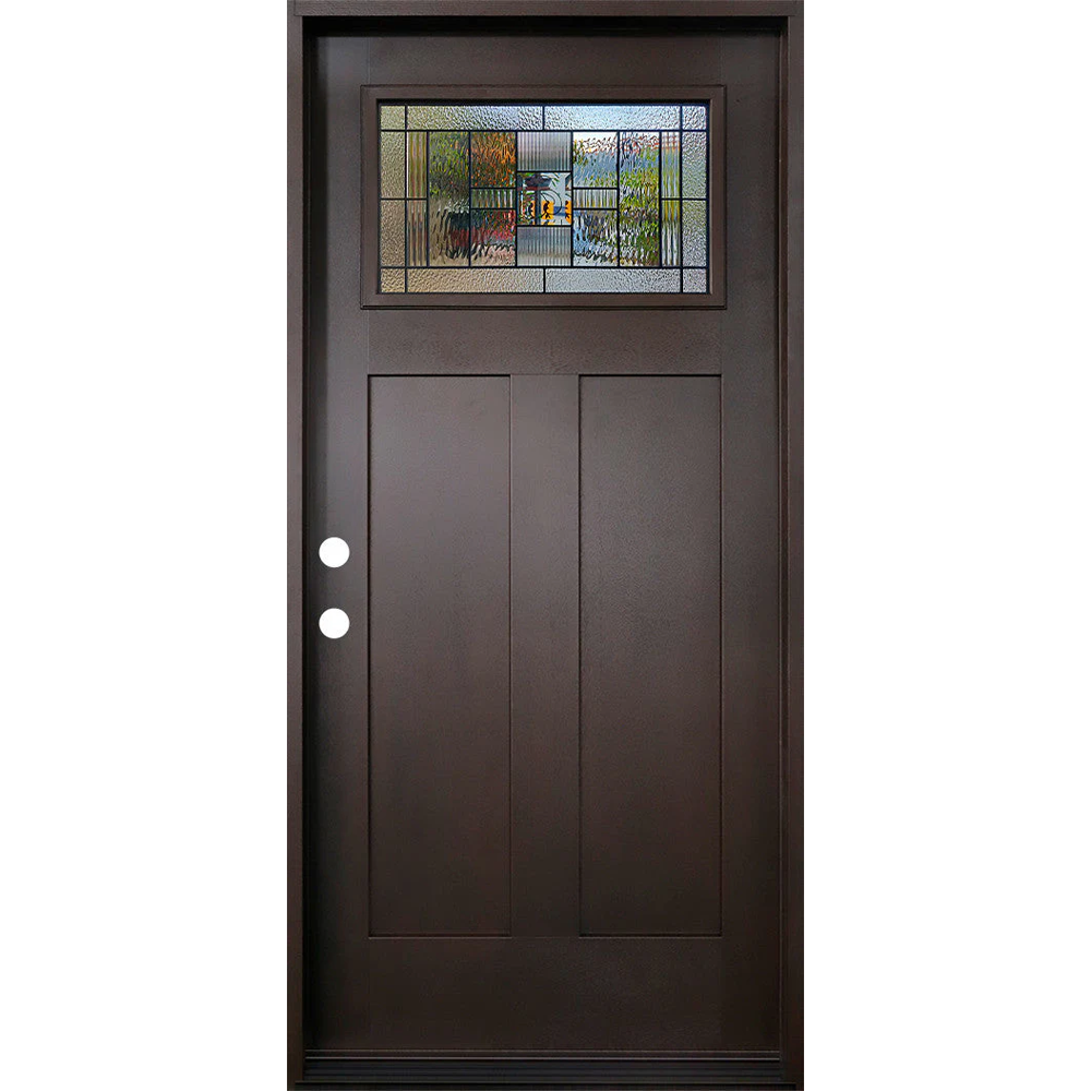 Hometown 3/0x6/8 Single Prehung Fiberglass Door in Dark Walnut