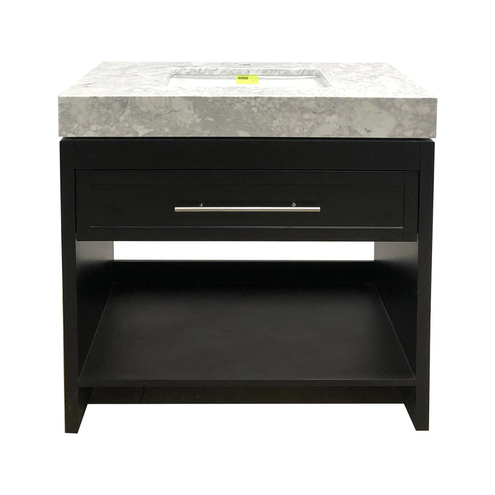 Venetian 36 in Single Sink Bathroom Vanity in Espresso with Carrera White Marble Countertop