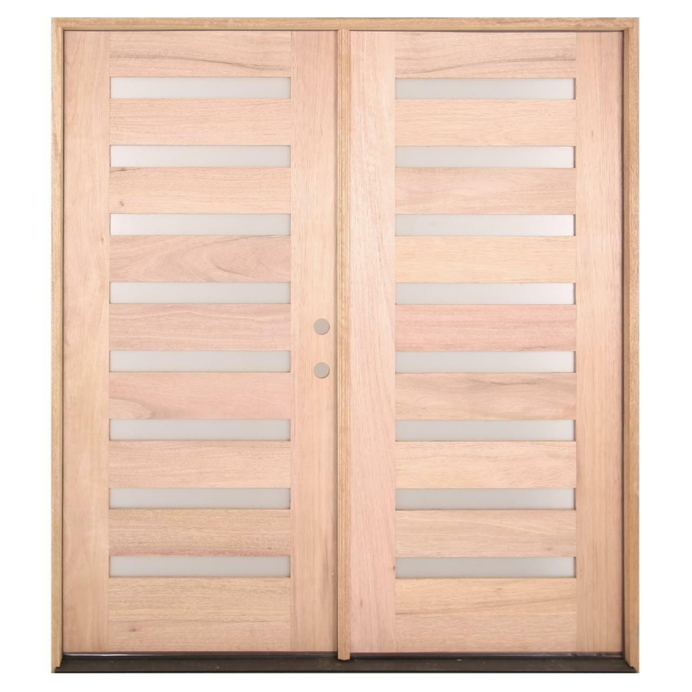 6/0x6/8 Exterior Mahogany Prehung Double Door | Modern 8 Lite