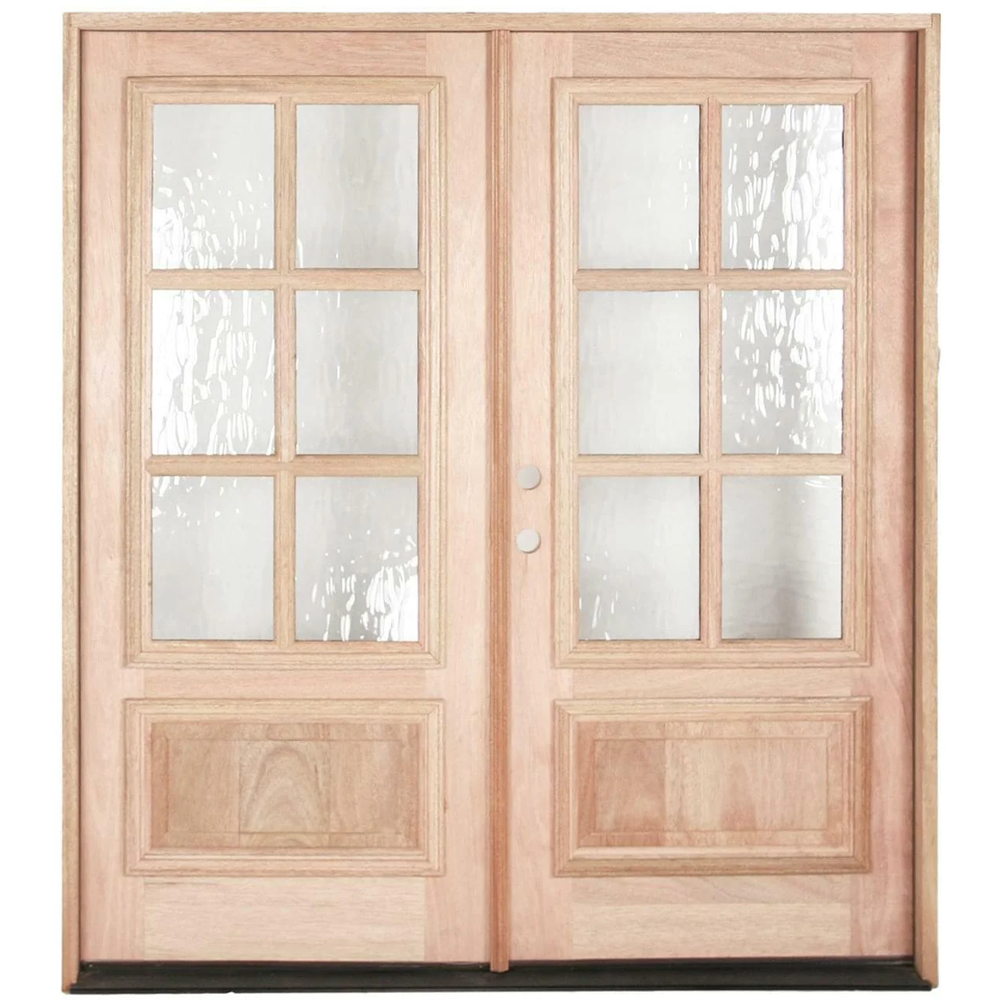 6/0x6/8 Mahogany Prehung Front Double Door | 6 Lite