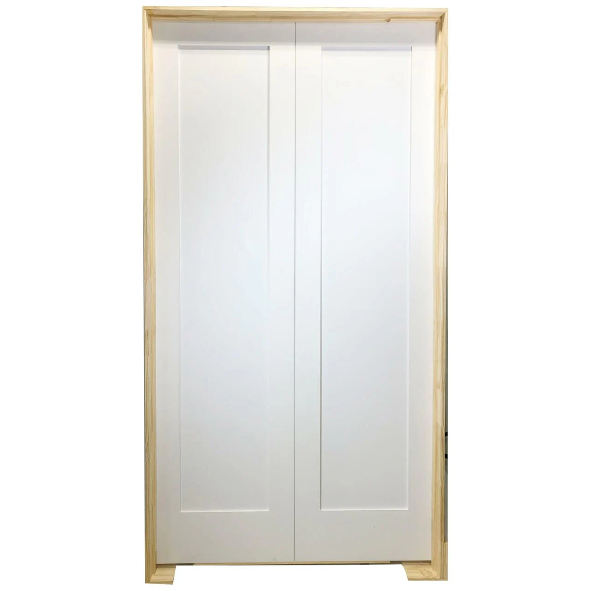 60 in X 80 in White Shaker 1-Panel Solid Core Primed MDF Prehung Interior French Door