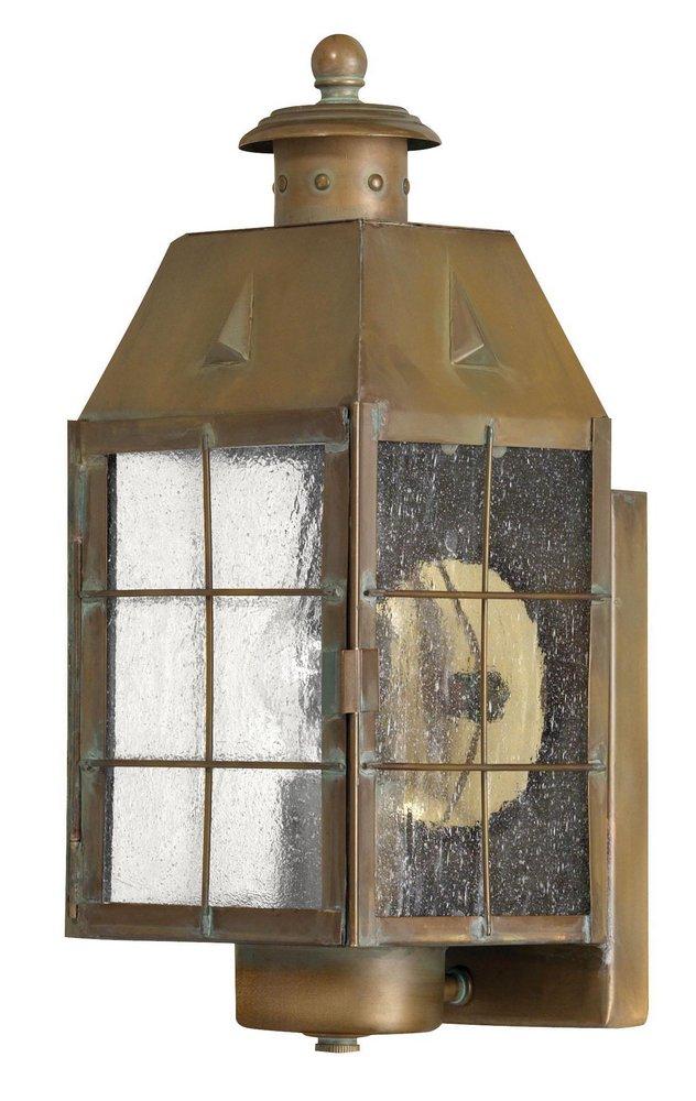 13-1/2 in. 75W Wall Mount Medium Lantern in Aged Brass