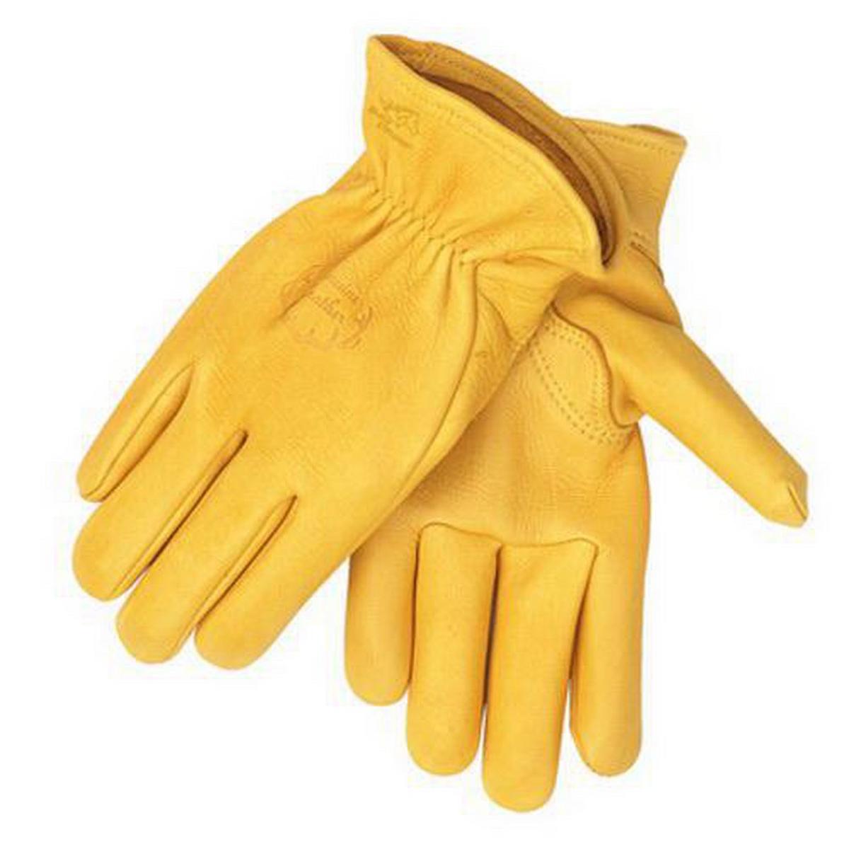 M Size Leather Gloves in Yellow
