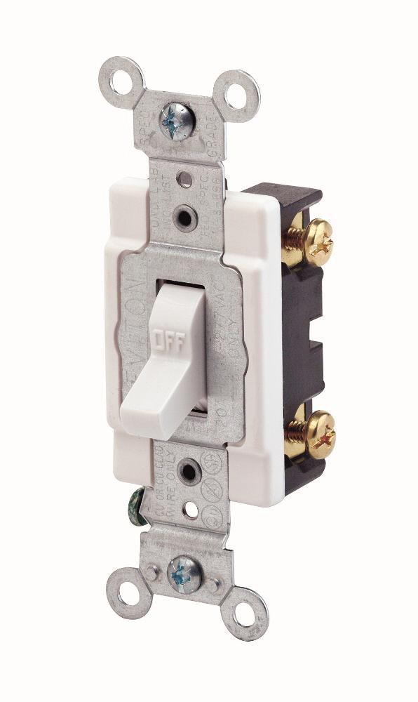 20 Amp 1-Pole AC Quiet Side Wired Toggle Switch in White