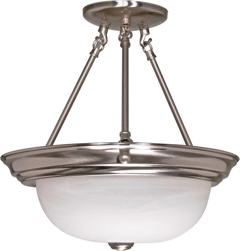 NUVO Brentwood 3 Light 60W Semi-Flush Mount Ceiling Fixture Bright Nickel