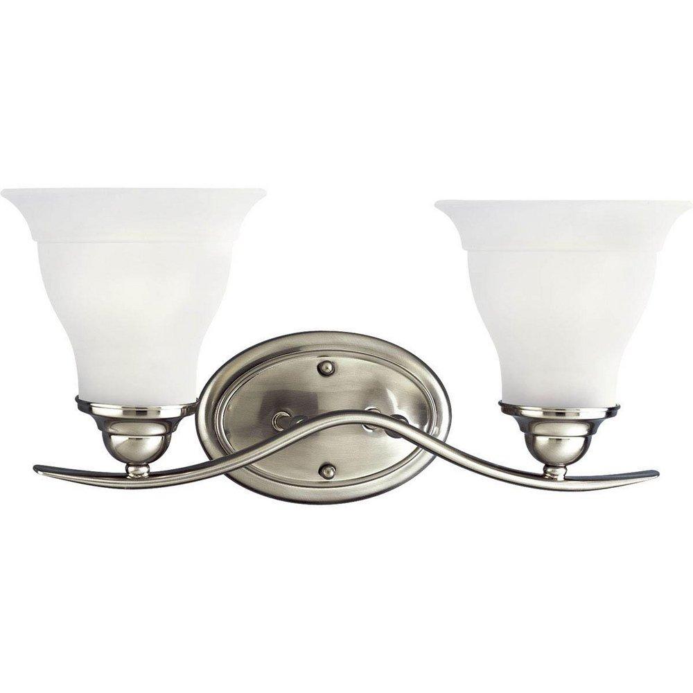 Progress Lighting Trinity 100W 2-Light Vanity Light Fixture with Etched Glass Brushed Nickel