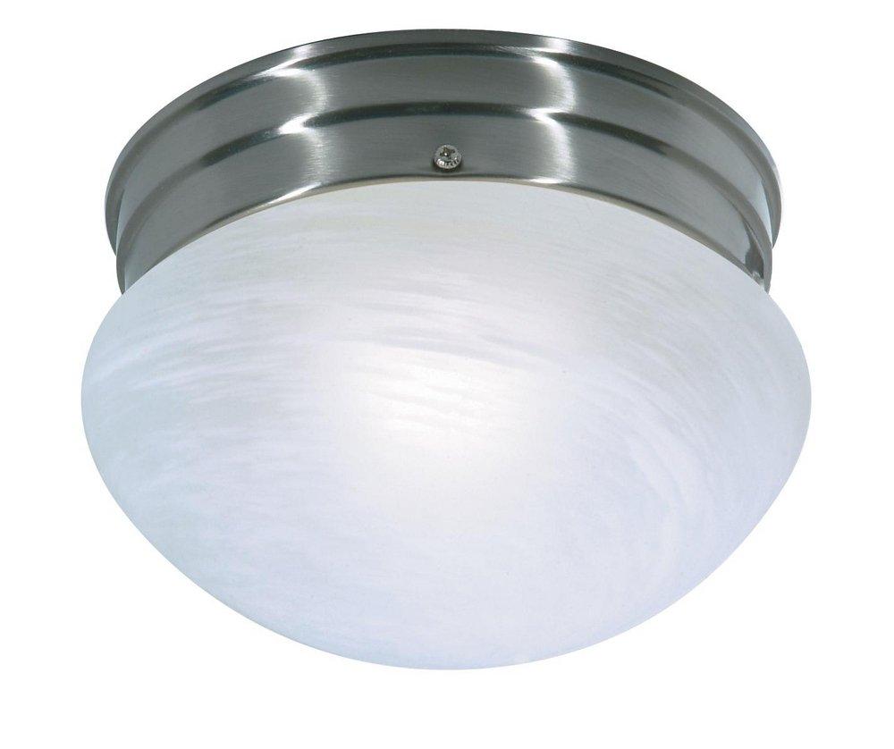 60W 1-Light Medium Base Flush Mount Ceiling Light in Brushed Nickel