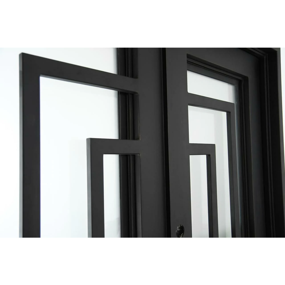 Oslo 6/0x6/8 Exterior Wrought Iron Prehung Double Door