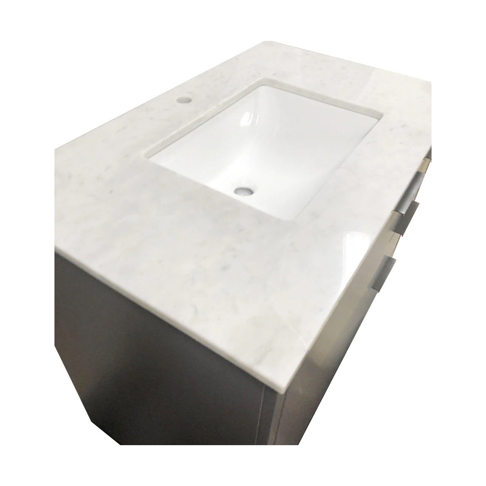 Amelie 36 in Single Sink Bathroom Vanity in Grey with Carrara White Countertop