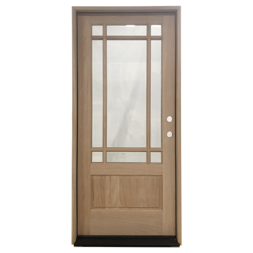 Prairie 3/0x6/8 Mahogany Prehung Front Door With 9 Marginal Lites