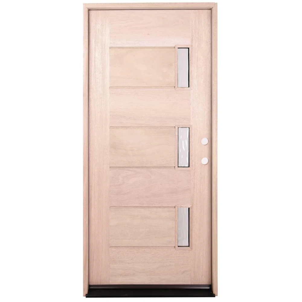 3/0x6/8 Mahogany Prehung Front Door With Three Line Glass