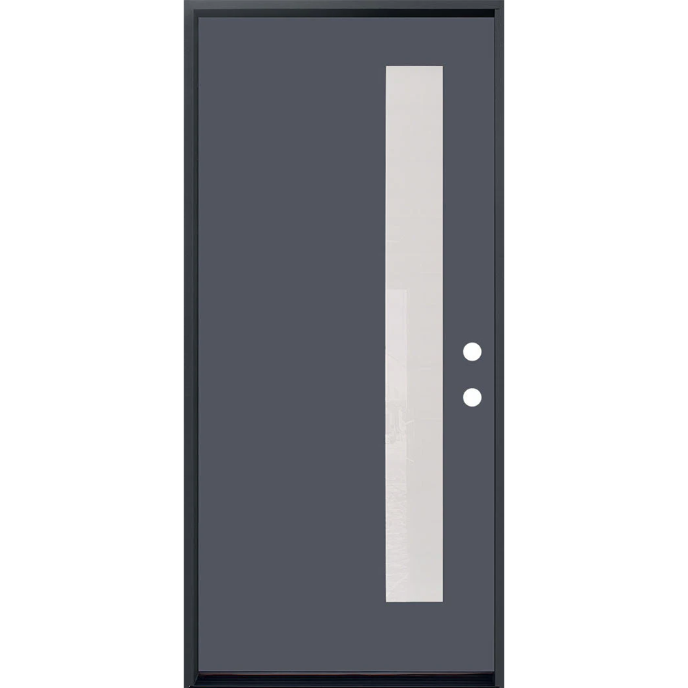 3/0x6/8 Single Prehung Fiberglass Door in Grey with 1 Lite