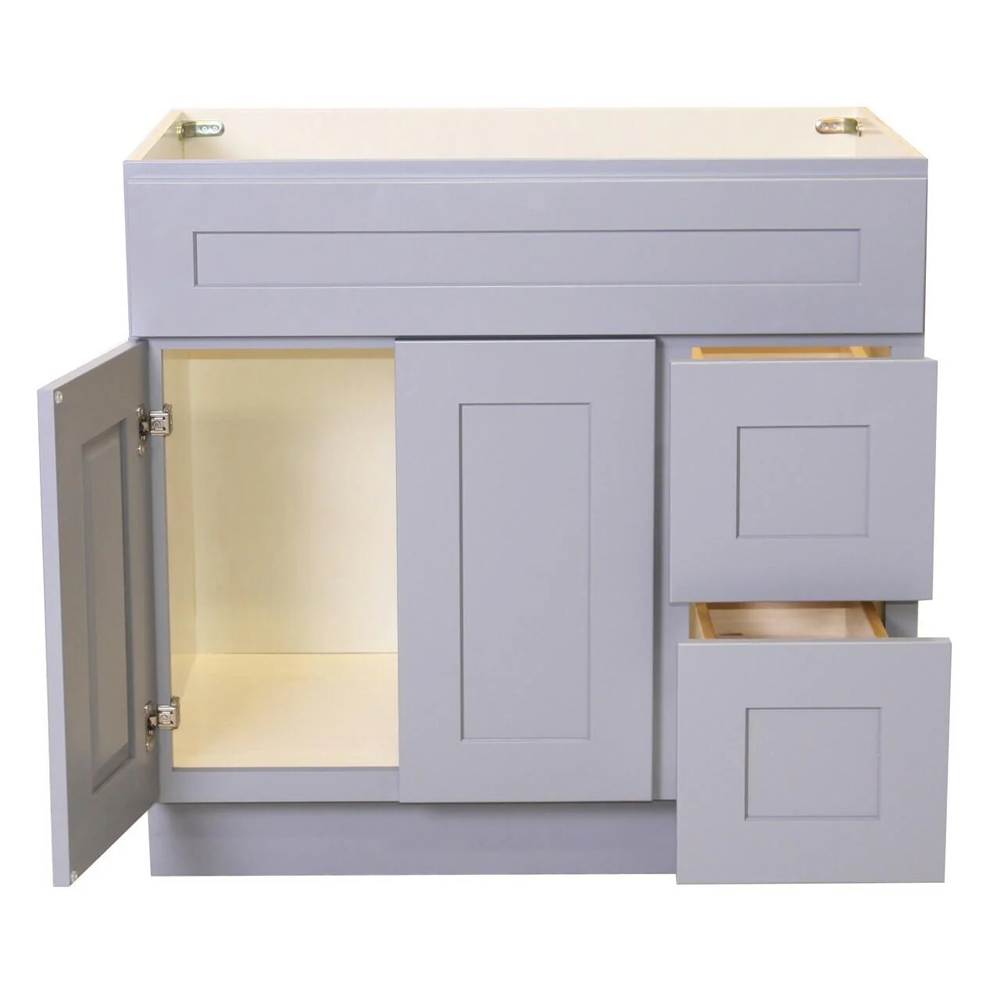 Gray Shaker Maple Vanity Sink and 2 Drawer Base | 36"