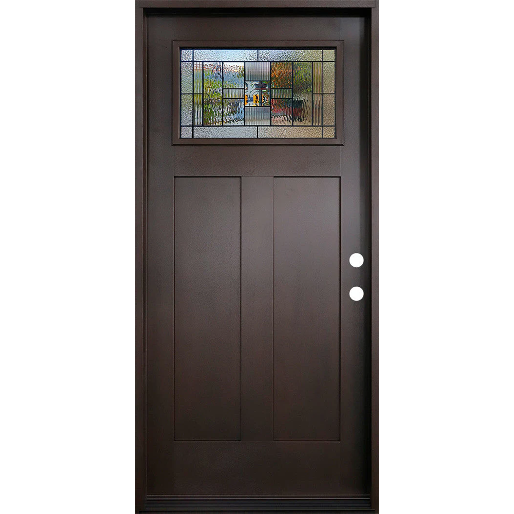 Hometown 3/0x6/8 Single Prehung Fiberglass Door in Dark Walnut