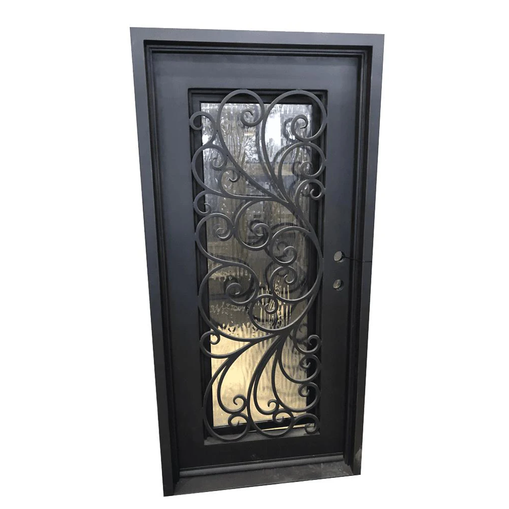 Violet 3/0x6/8 Exterior Wrought Iron Prehung Single Door