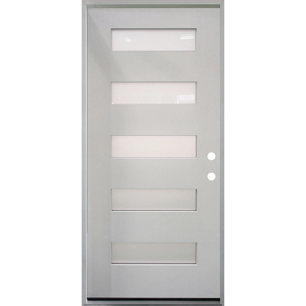 3/0x6/8 Single Prehung Fiberglass Primed Door with 5 Lites
