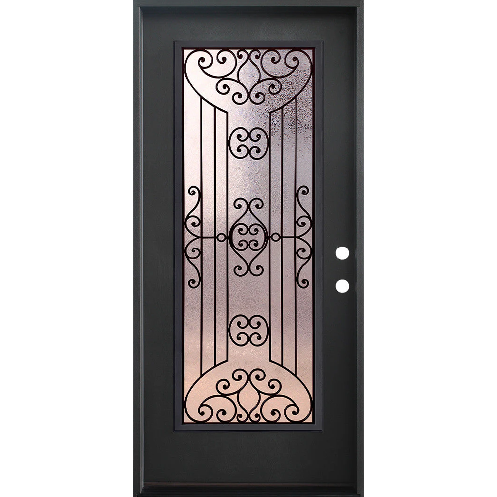Jupiter 3/0x6/8 Single Prehung Fiberglass Door in Black